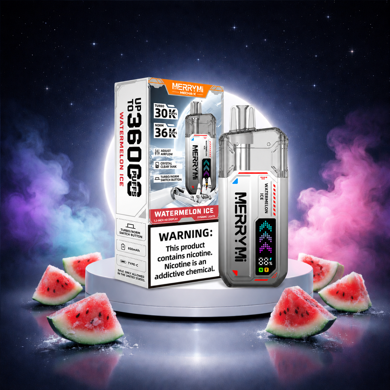 MerryMi Mecha X 36K España Vaper Desechable Watermelon Ice - vapers desechables, muchas caladas